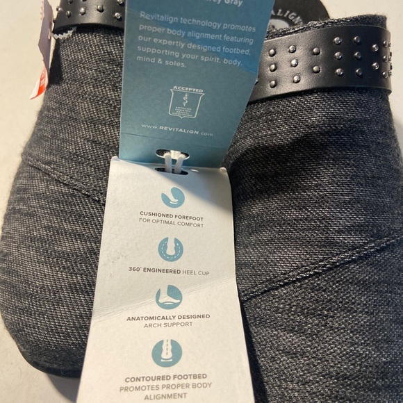 Revitalign gray & black leather & fabric mules size 10 NWT - Picture 6 of 7